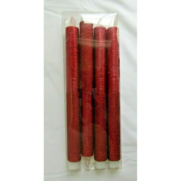 Spun Red Flameless LED Taper Candles 4 Pcs 10.5” Christmas Holiday Valentines - Picture 6 of 6